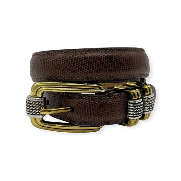 Brighton Womens Belt Brighton Classics Brown Two Tone Silver Western Cowgirl - Picture 2 of 13